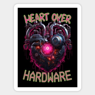 Heart Over Hardware, Neon Retrofuturistic Cyberpunk Heart Magnet